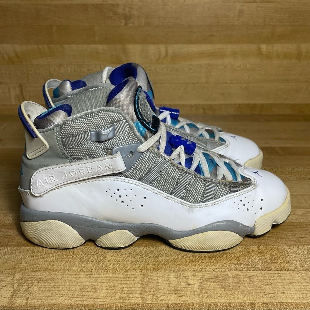 Air Jordan 6 Rings Medium Grey/VVD Blue White CNCRD 323399-041 5Y Womens 6.5